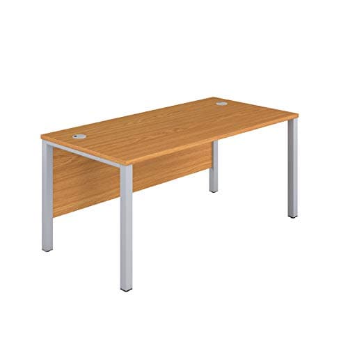 Image of Jemini Rectangular Goal Post Desk 1000x600x730mm Nova Oak/Silver KF821403