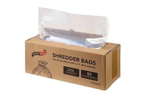 Image of Safe Wrap Shredder Bags, 200L Capacity | Pack of 50 | Durable, High-Density Polythene | Handy Dispenser Box