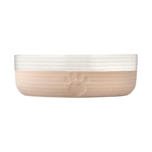 Image of Mason Cash Hearts Paw Large Dog Bowl, 18cm Diameter, 900ml Capacity Ideal for Medium to Large Dogs, Durable Stoneware, Dishwasher & Freezer Safe