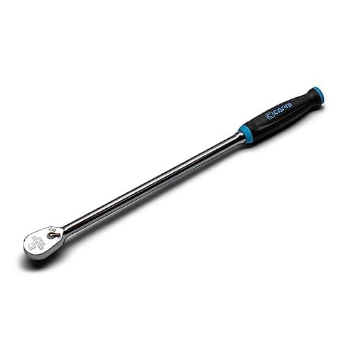 Image of Capri Tools 1/4 in. Drive Fine 90-Tooth Extra Long Ratchet, Ergonomic Soft Grip