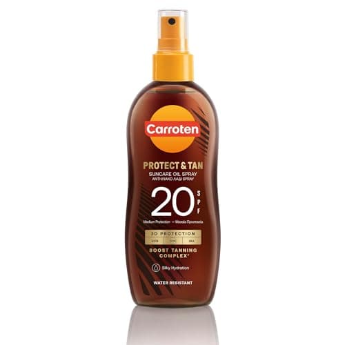 Image of Carroten OmegaCare Tanning Oil SPF 20, 150 ml - Tan Accelerator with Sun Protection - Sun Tan Spray with Omega Fatty Acids - Spray Sunscreen with Carrot and Coconut Oils