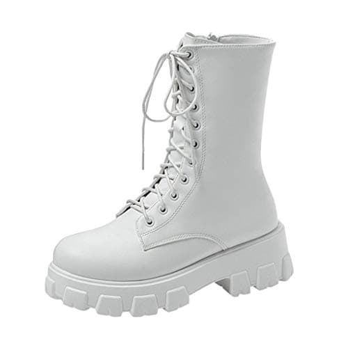 Image of Combat Women's Lace-Up Boots Boot | Tactical Military Winter Shoes | White, 7 UK