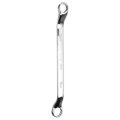 Image of sourcing map 45 Degree Offset Box End Wrench 13mm x 16mm Metric 12 Point Mirror Chrome Plated CR-V Steel Double Box Wrenches Long Industrial Grade Torx Box Wrench Repair Tool