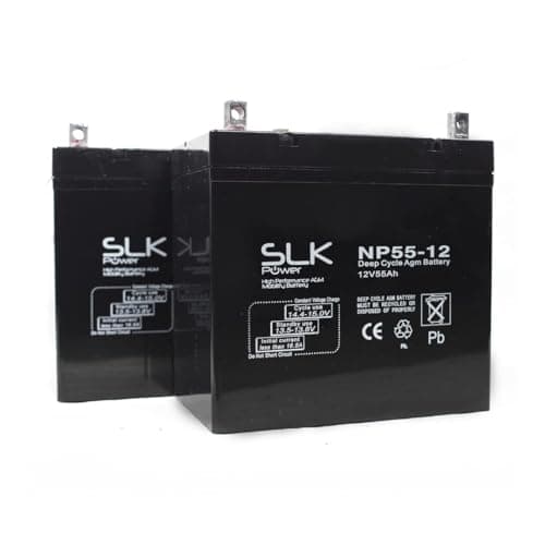 Image of SLK Power Mobility Scooter AGM Battery Pair of 2 x 12v 55ah Reliable And long Lasting Replacement Batteries For Electric Scooters And Wheelchairs