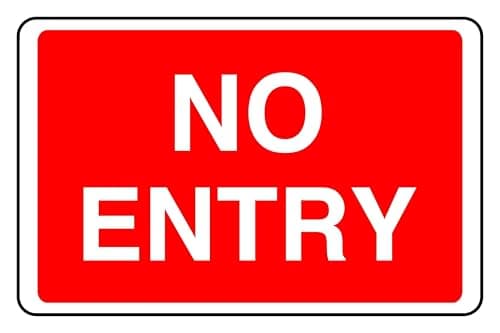 Image of No Entry - safety sign - 1.2mm Rigid plastic for indoor/outdoor usage (300mm x 200mm) Viewing Distance within 7m.