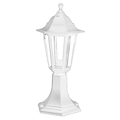 Image of Ex-Pro Traditional Style IP44 Rated White Outdoor Garden Post Top Lamp Lantern Light, E27 Fitting - 1 Pack