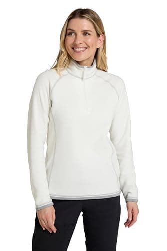 Image of Mountain Warehouse Montana Womens Microfleece - Breathable Ladies Sweater, Quick Drying Pullover, Warm Fleece Jacket, Half Zip - Spring Summer, Travelling Beige Women's Size 16
