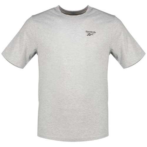 Image of Reebok Men's Cody Small Logo Crew Neck SS Tee Shirt, Light Grey Marl, M