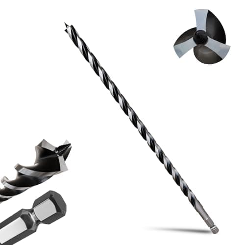 Image of METOTY 18mmx460mm Auger Drill Bit Extra Long Drill Bits,12mm Hex Shank for Wood with Quick Change - 3-Cutter Design with Dual-Flute for Fast Chip Removal, Fits Hardwood, Softwood, PVC, Drywall
