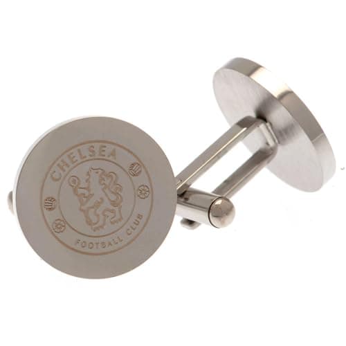 Image of Chelsea FC Round Stainless Steel Cufflinks (One Size) (Silver)