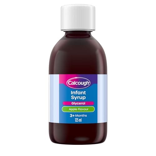 Image of Calcough Infant Syrup Apple Flavour 3+ Months (1 x 125ml), Colour and Sugar-Free Cough Syrup for Soothing Relief from Tickly & Dry Cough, Non-Drowsy Cough Medicine for Babies from 3 Months