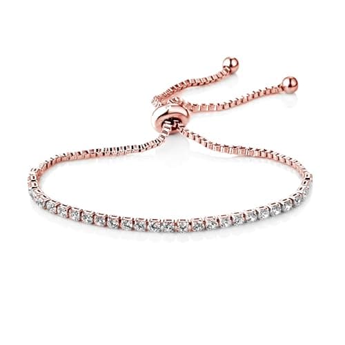 Image of Philip Jones Rose Gold Plated Solitaire Friendship Slider Bracelet Created with Zircondia® Crystals