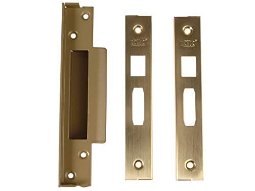 Image of Union Locks Strongbolt 2200 Mortice Sash Lock Rebate Kit 13mm - Brass Satin (Boxed)