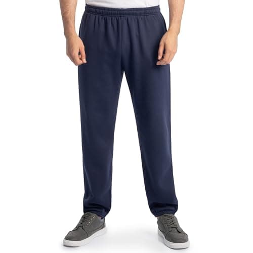 Image of Fruit of the Loom Men's Eversoft Fleece Sweatpants Track Pants, Elastic Bottom Navy, 3XL