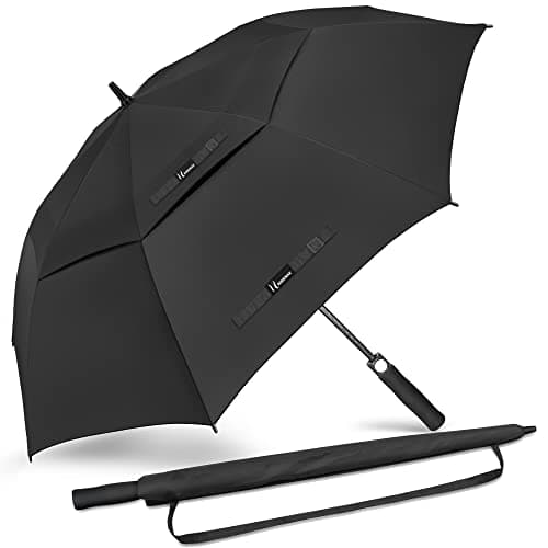 Image of NINEMAX Golf Umbrella Windproof and Rainproof 62inch, Large Umbrella Double Canopy, Golfing Brolly Heavy Duty Unbreakable for Men Women(Black)