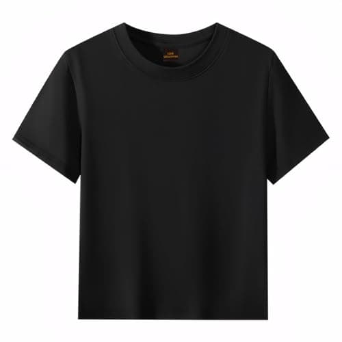 Image of 210GSM 100% Cotton T-Shirts Crew Neck Tees Loose-Fit Tops School Uniform Breathable Basics for Kids 12-13 Years Black