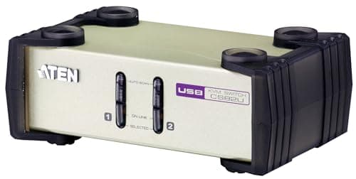 Image of ATEN CS82U 2 Port PS2/USB Desktop KVM Switch with 2x Custom KVM Cable Sets - Metal