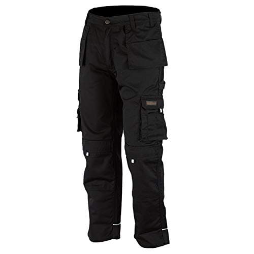 Image of WrightFits Men Pro-11 Work Trousers Black - Heavy Duty Safety Combat Cargo Pant - Multi Pockets & Knee Pad Pockets - Triple Stitched -Durable Work wear (28W X 33L)