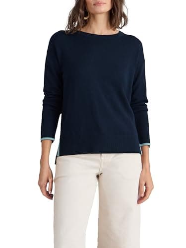 Image of White Stuff Olive Long Sleeve Crew Neck Regular Fit Polycotton Pullover - French Navy - Size 38