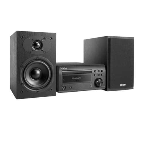 Image of Denon D-M41DAB HiFi System, CD Player with Speakers, Audio Receiver, Bluetooth, 2x30W + Subwoofer PreOut, FM/DAB/DAB+ Tuner, 2x Optical Input, Headphone Output - Black