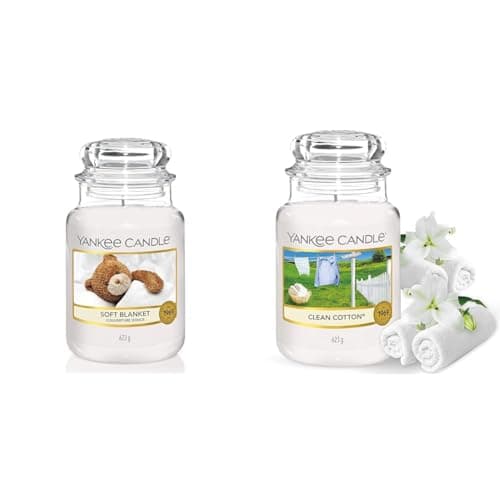 Image of Yankee Candle Scented Candle, Soft Blanket Large Jar Candle & Scented Candle | Clean Cotton Large Jar Candle