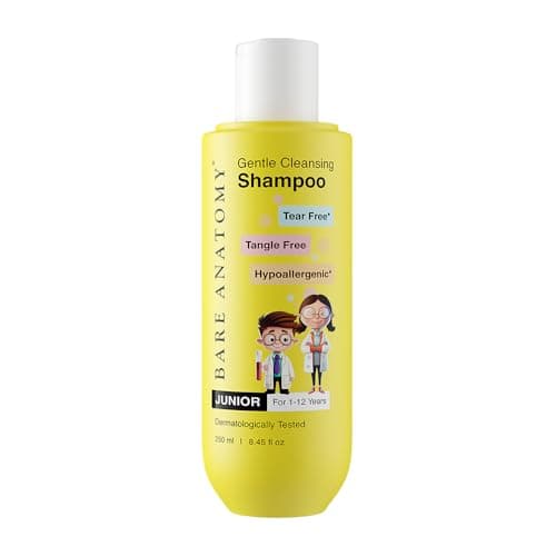 Image of Bare Anatomy Junior Gentle Cleansing Shampoo For Kids from 5-12 Years | Tear-Free & Hypoallergenic pH 5.5 | Coconut Milk Protein, Almond Oil, Vitamin E & Strawberry 250 ml