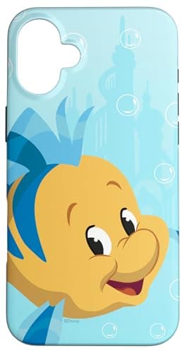 Image of Disney The Little Mermaid Flounder Teal Blue Case for iPhone 16 Plus