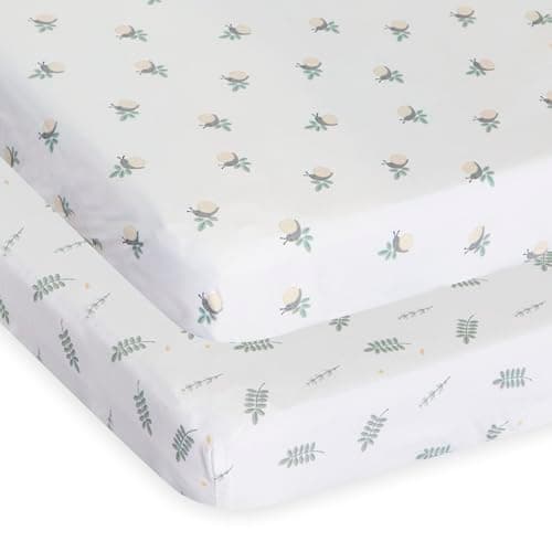 Image of Chicco Bamboo Twin Crib Sheets (2 Pack), Soft and Hypoallergenic, Thermoregulating, Eco-Friendly, Suitable for Sensitive Skin, Greenery, 09101126350990