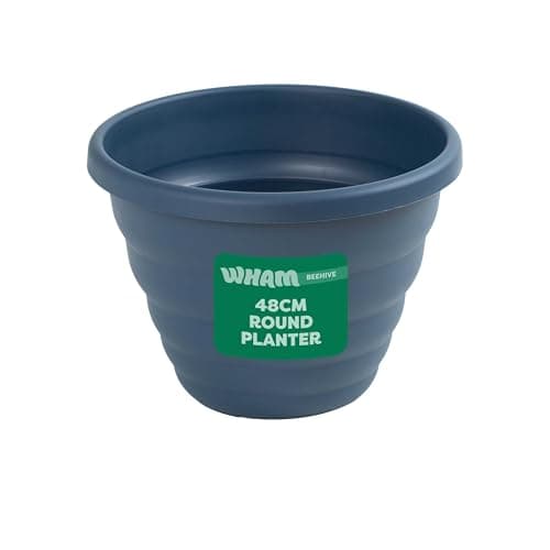 Image of Wham Beehive Round Plastic Garden Planter | 100% Recycled Plastic | Lightweight & Weather-Resistant | Drainage Points for Easy Drilling | Indoor & Outdoor Use | Made in UK (Navy, 48cm - Pack of 4)