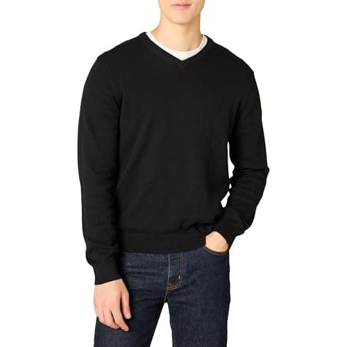Image of Amazon Essentials Men's V-Neck Pullover Jumper (Available in Big & Tall), Black, 4XL Plus Tall