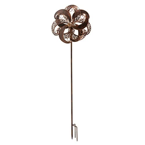 Image of Zephyr Antique Bronze Garden Windspinner Multi Coloured Light Up Crackle Globe