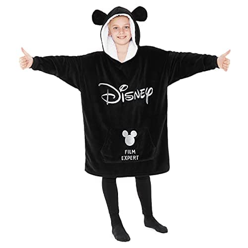 Image of Disney Hoodies for Girls Boys, Kids Oversized Hoodie Blanket, Minnie Mickey Stitch Gifts (Black)