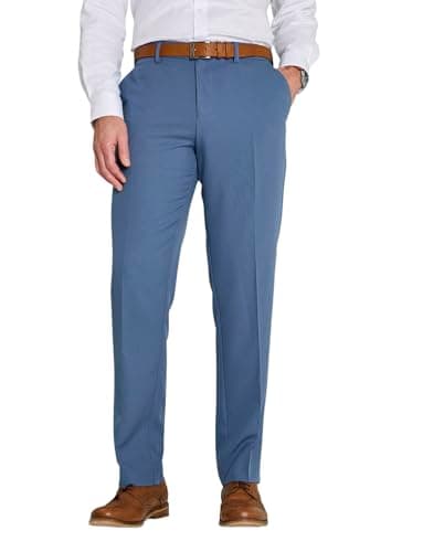 Image of Farah Men's Classic Slant Pocket Trousers Flat Front Easy Care Non-Iron Finish & Gripper Waistband Denim 40W / 29L