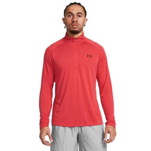 Image of Under Armour Men's Tech 2.0 1/2 Zip - Long Sleeve - Tops - Red Solstice/Black - Size: XXL
