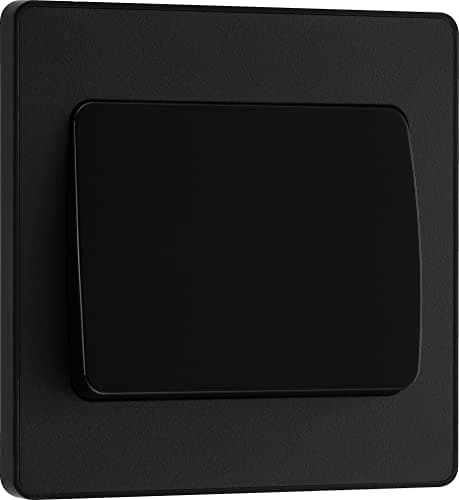 Image of BG Electrical Single Wall Light Switch, Wide Rocker, 2 Way, Screwless Front Plate, Round Edges, Evolve, Matt Black, 20A, 16AX, PCDMB12WB