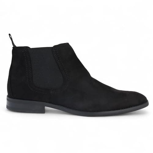 Image of Dolcetto Men's Black Suede Chelsea Boots Real Leather Lined Slip-On