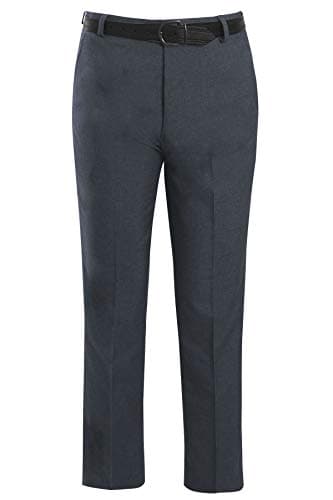 Image of Gillicci Mens Formal Smart Casual Business School Office Work Durable Everpress Trousers Pants (UK, Waist & Inseam, 32, 29, Silver Grey)