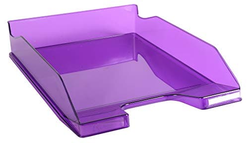 Image of Exacompta - Ref 113219D - Linicolor Letter Tray Combo Midi - 347 x 255 x 65mm in Size, Holds Up To 500 Sheets, Suitable for A4 Documents -Purple Transparent Glossy