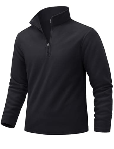 Image of TACVASEN Mens Fleece Sweater Quarter Zip Winter Top Work Pullover Polar Sweatshirt Long Sleeve Warm Coats Black,M