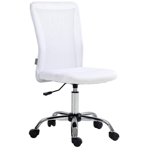 Image of Vinsetto Office Chair, Armless Desk Chair, Adjustable Computer Swivel Chair with Rolling Wheels and Mesh Back for Home Work Study, White