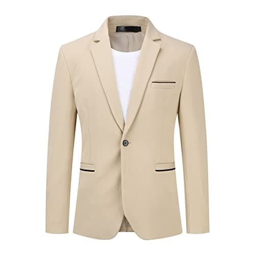 Image of YOUTHUP Men's Casual Sports Blazer Lightweight Business Suit Jacket 1 Button Slim Fit Blazer Jackets, Khaki, XL