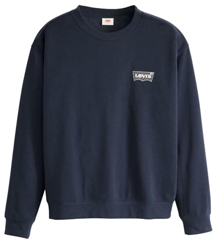 Image of Levi's Women's Everyday Crew Sweatshirt, Crew Maya Fuzzy Dot Bw Fill Navy Blazer, XS