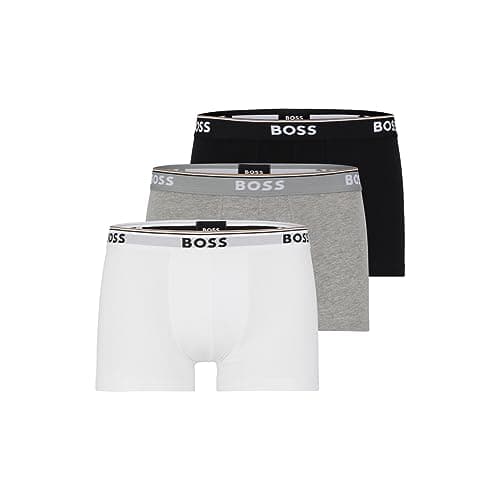 Image of BOSS Men's 3-Pack Stretch Cotton Regular Fit Trunks, White/Gray/Black, L (Pack of 3)