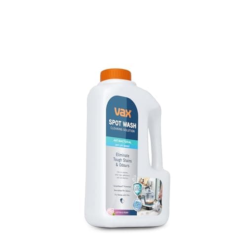 Image of Vax SpotWash Antibacterial 1.5L Spot Cleaning Solution, Upholstery Carpet Stain Remover Shampoo, Cotton & Peony Scent, Removes 99% of Bacteria, Breaks Down and Lifts Tough Stains, 1-9-143105, White