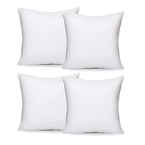 Image of Lancashire Textiles 4 Pack 22" x 22” (55 x 55cm) Quality Microfibre Super Bounce Fibre Cushion Pads Made in Britain with Cotton Blend Casing & Our Luxury Hollowfibre Filling