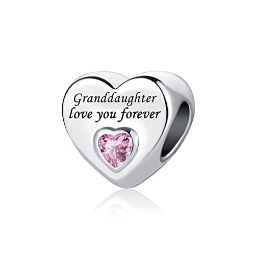 Image of FGT Pink Heart Granddaughter Charm fits Pandora Charms Moments Bracelets Grandma Grandmother Love You Forever Cubic Zirconia