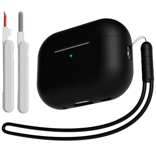 Image of KOKOKA Case Cover Compatible for AirPods Pro 2 (2023/2022/2019) with Cleaner Kit and Lanyard, Soft Silicone Shock Absorbing Protective Case for AirPods Pro 2nd/1st Generation, Black