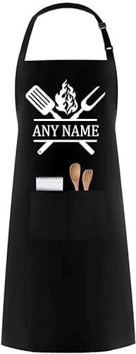 Image of PB TECH Personalised Unisex Kitchen Apron, Customized With any Name or Text, BBQ Grill Apron with Pockets, Best Apron Design and Gift For Anyone & Family Members.