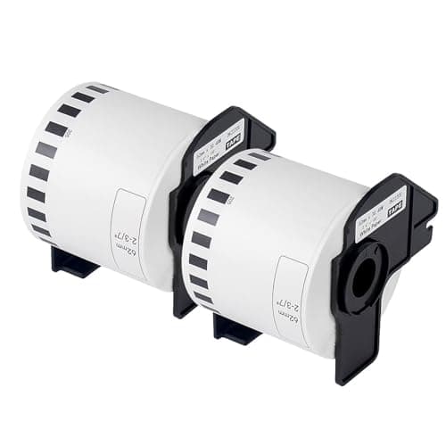 Image of UNOKA 62mm x 30.48m Continuous Thermal Label Roll DK-22205 Compatible for Brother QL-700 QL-800 QL-820NWB 500 570 600 710W 720 810W 820 1110NWB, 2 Rolls