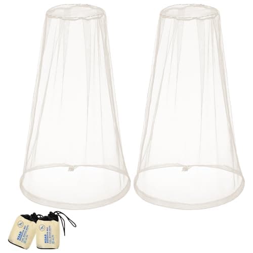 Image of Namalu 2 Pack Midge Nets for Head Mosquito Head Mesh Net Fine Insect Fly Bug Face Netting Protecting for Camping Outdoor Hiking Climbing Walking for Men & Women(Beige)